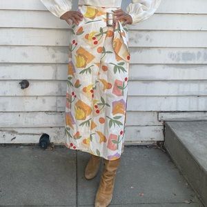 EUC Rejina Pyo SUMMER FUN Print Wrap Skirt - 6 - Love the Buckle!! 🍒 🍌